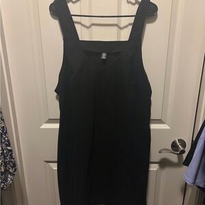 SHEIN Curve Black Ribbed Vneck Dress